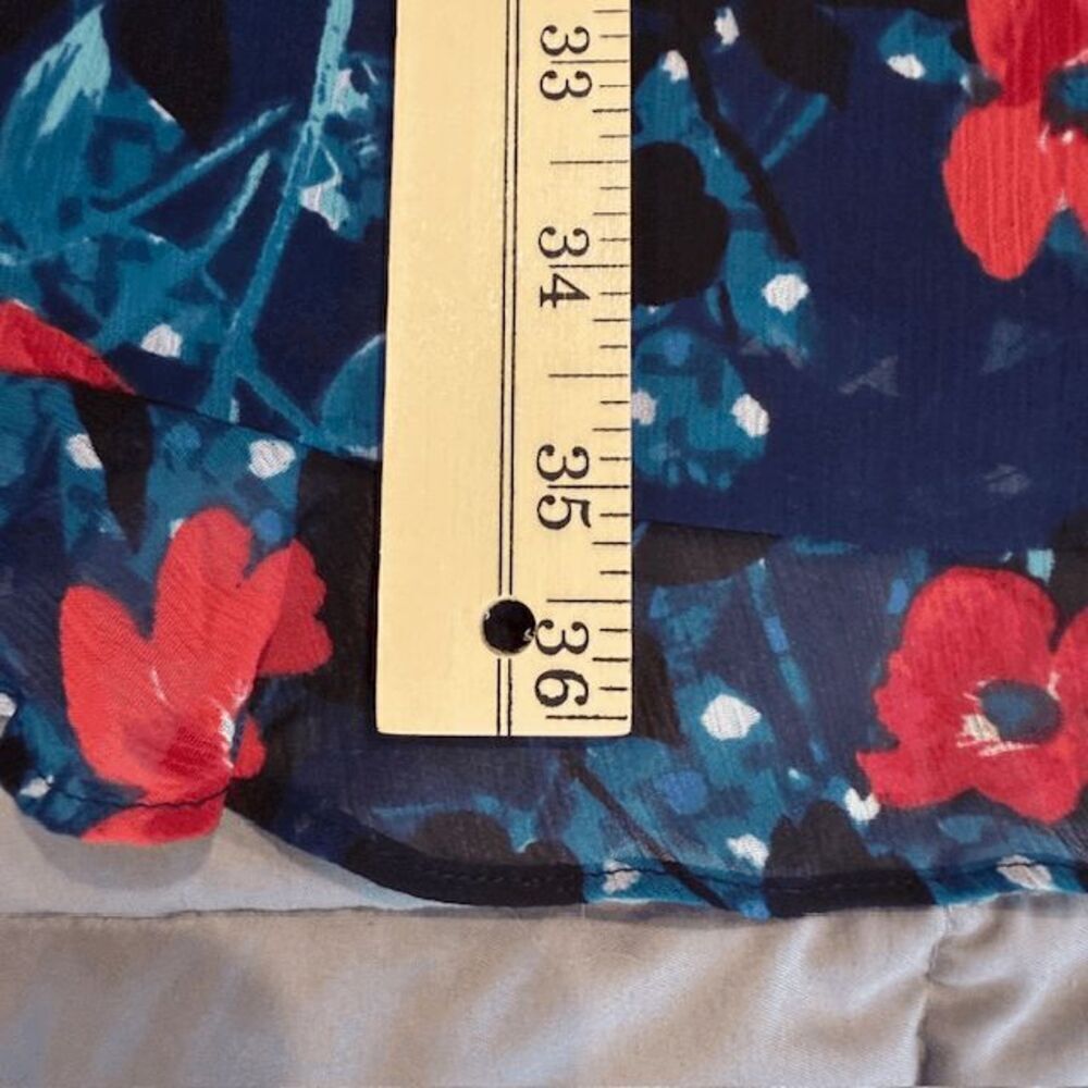 NWT Karl Lagerfeld Navy Floral Shift Dress Short Ruffle Flutter Sleeve‎ Size 10 - Picture 12 of 13